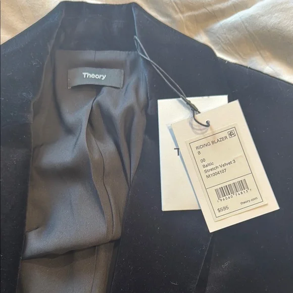 Theory Black Velvet Blazer with Notched Lapels - Picture 5 of 5